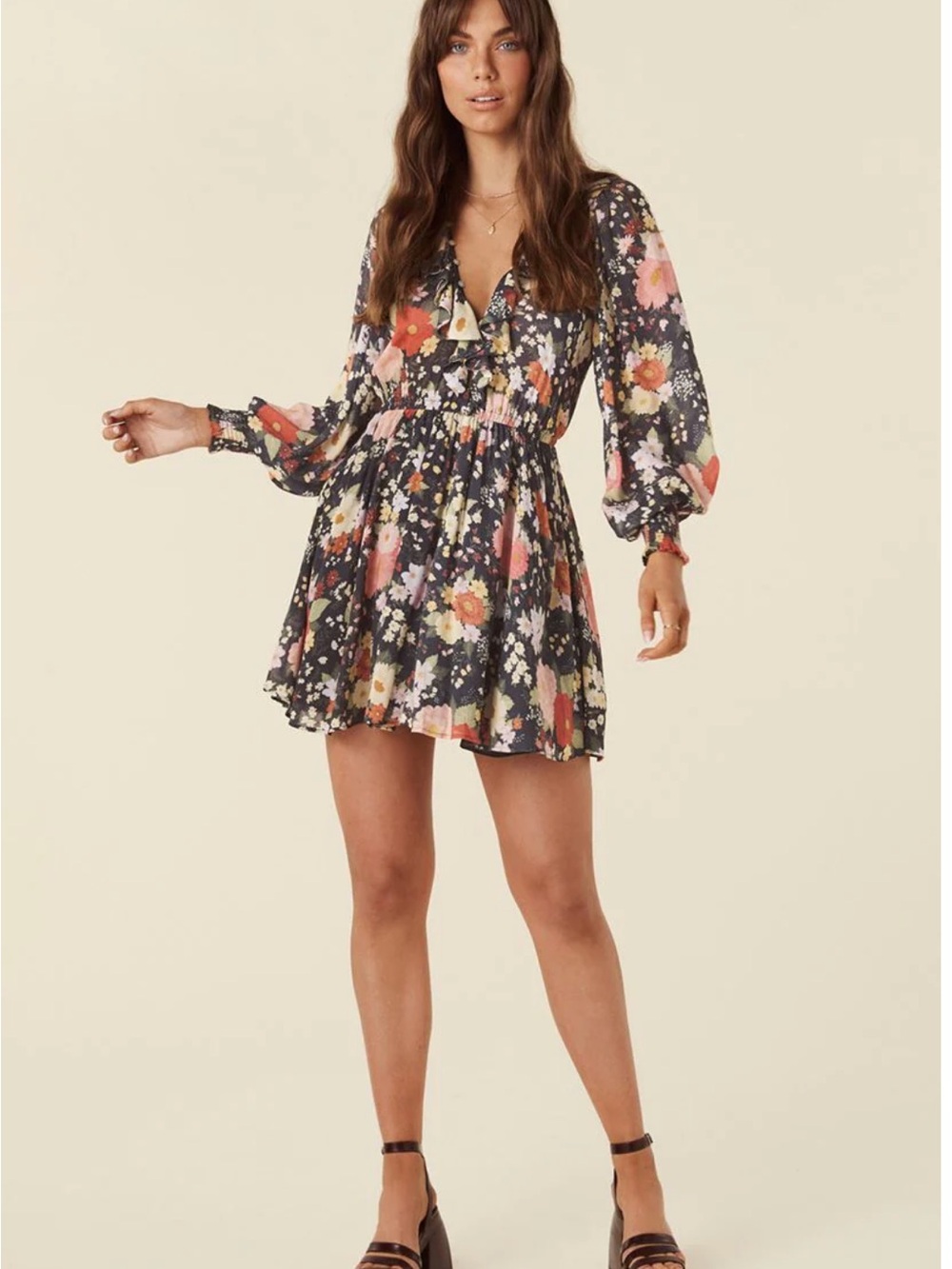 Spell & The Gypsy Sangria Mini Dress Nightshade Small Boho Floral EUC